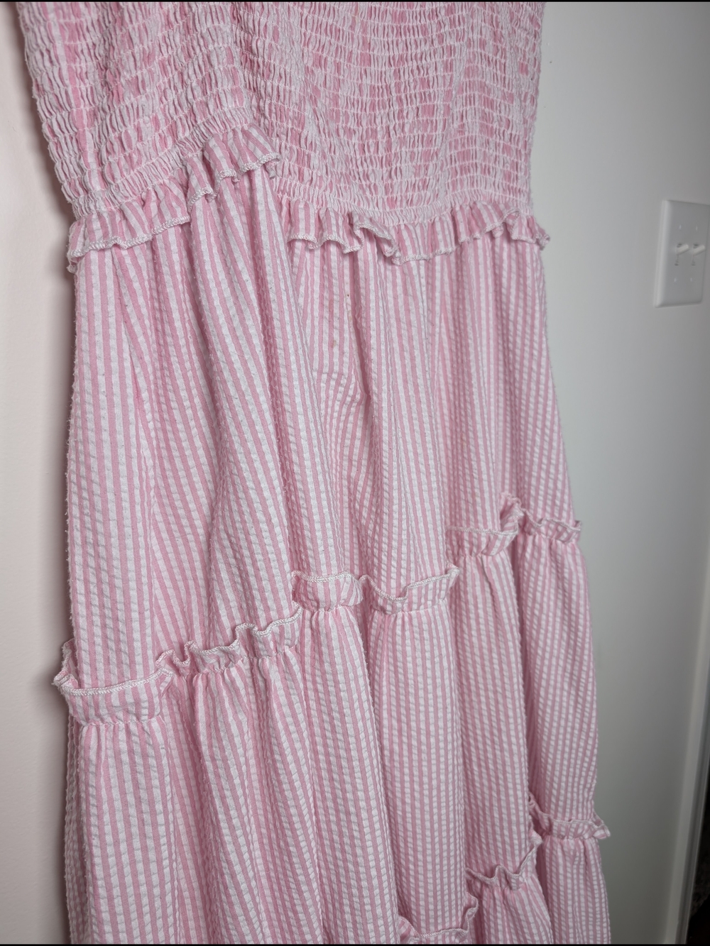 Simply Southern Pink Seersucker Smocked Maxi Dress Cottagecore XXL - Picture 6 of 11